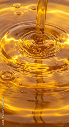 Golden Liquid Pouring - A Viscous and Reflective Close-Up.