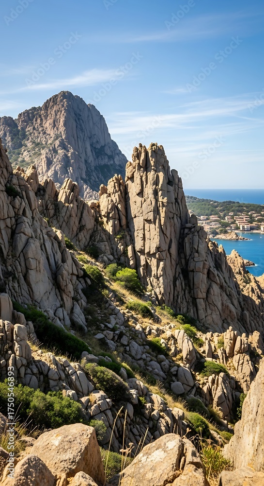 Fototapeta premium Granite Cliffs and Coastal Views in Sardinia, Italy.