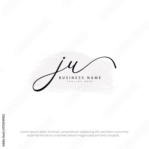 JU initial signature handwriting template logo
