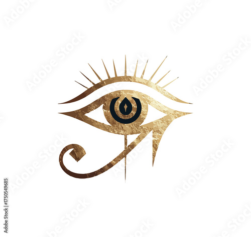 Golden eye of horus illustration on black background