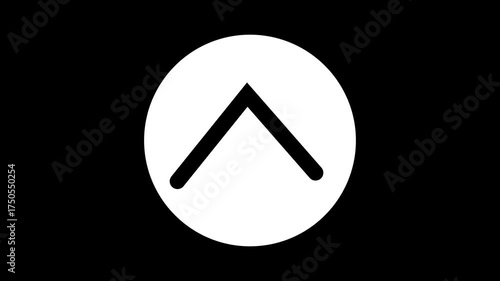 Simple up arrow icon animation on a black background.