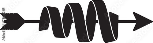 An arrow with a ribbonlike spiral design is, representing a unique and creative approach, symbolizing direction, movement, and unconventional thinking