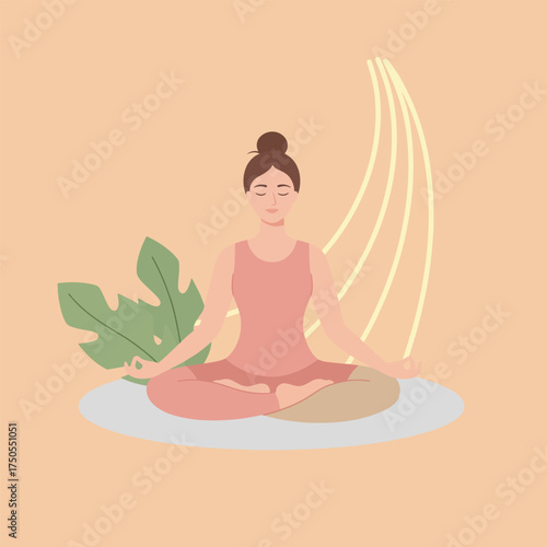 Serene Meditation A Woman Finds Peace Through Yoga and Mindfulness in a Peaceful Setting