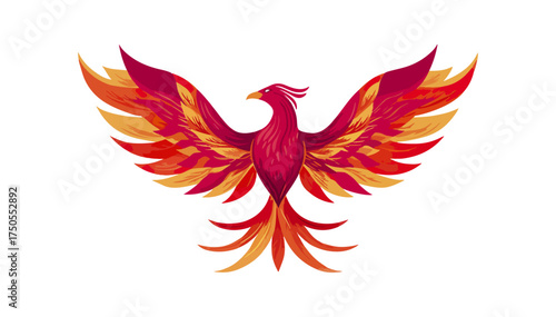 Phoenix bird illustration on black background vector