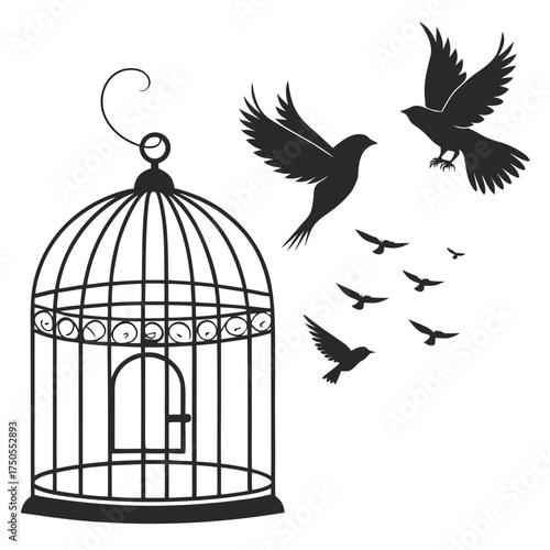 vector illustration of an old bird cage