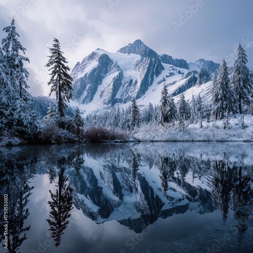 mountain lake in winter