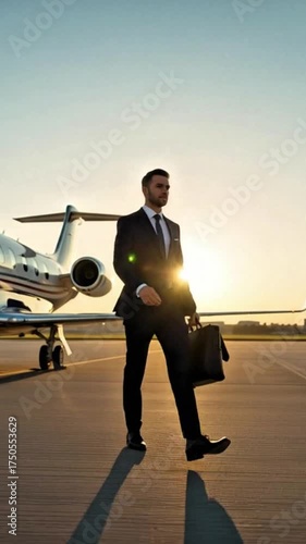 Image Description

Young businessman in a suit standing in the airport with an airplane in the background, ready for his business travel flight