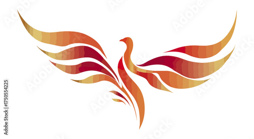 Phoenix rising symbol design illustration isolated on black background