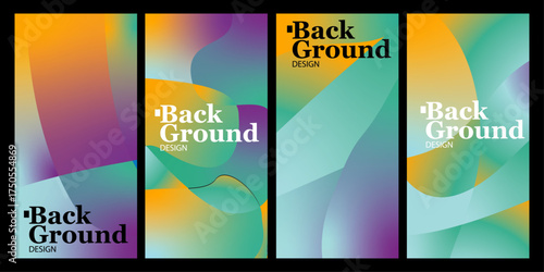 Colorful abstract gradient background set with smooth flowing shapes in teal, orange, and purple tones, perfect for modern design, posters, and branding.