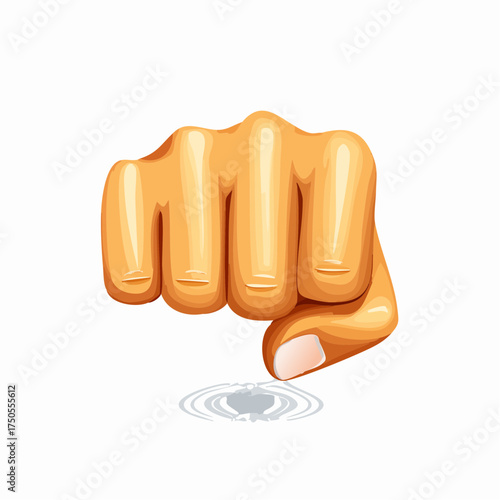 Fist bump 3D emoji. Strong hand clenched fist, punch gesture. Power courage, aggression and protest, fight and solidarity, resistance.