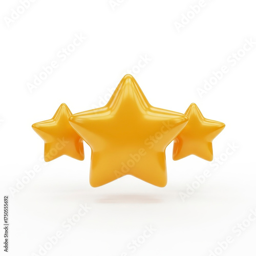 Three golden stars on white background