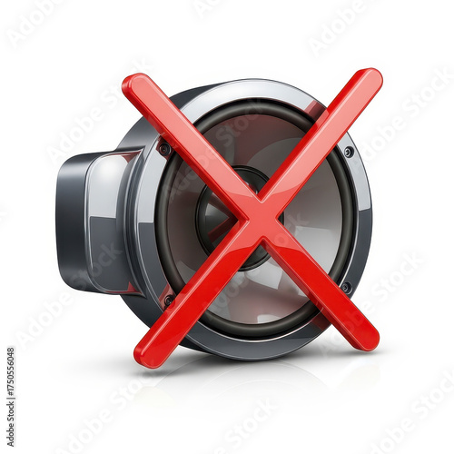 Speaker with a red mute symbol overlay.