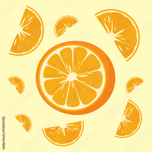Orange fruit juicy slice Vitamin c Citrus exotic fruit background