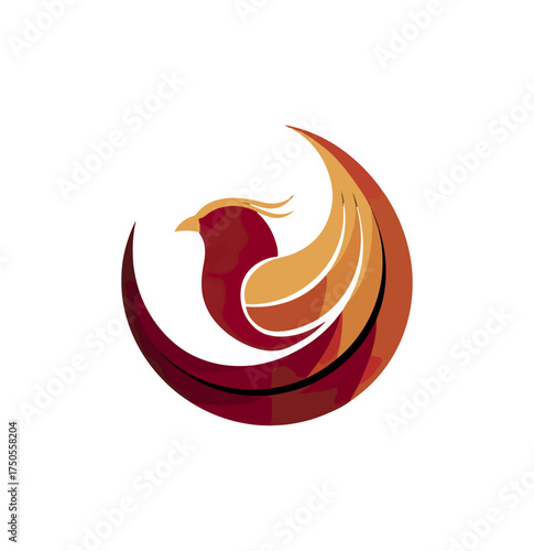 Stylized phoenix bird illustration symbol graphic design