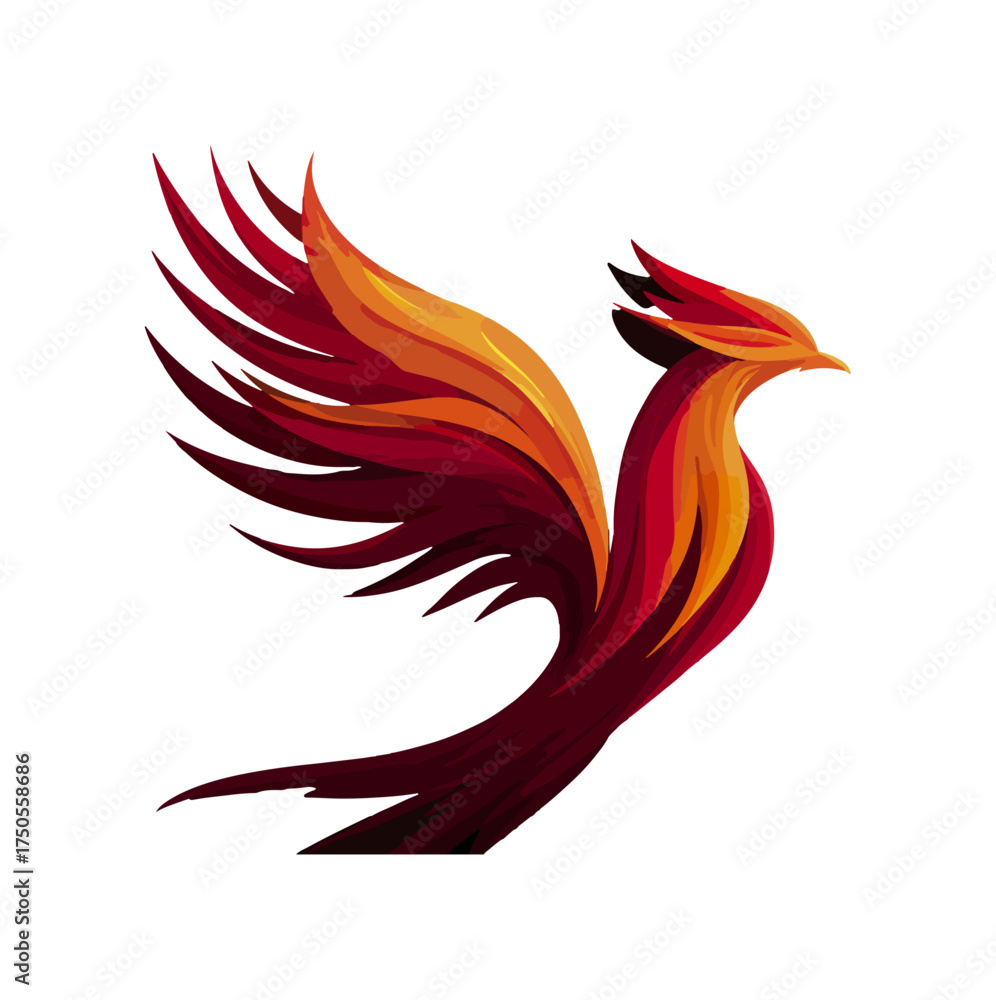 Obraz premium Stylized phoenix illustration isolated on black background