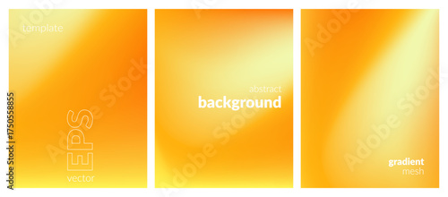 Abstract liquid background set. Gradient mesh. Effect bright color blend. Blurred fluid colorful mix. Modern design template for web covers, ad banners, posters, brochures, flyers. Vector image EPS