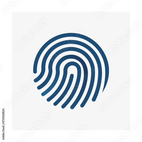 Blue fingerprint icon with gradient on white background thumbprint scan