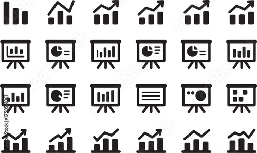 Business charts showing growth and performance data