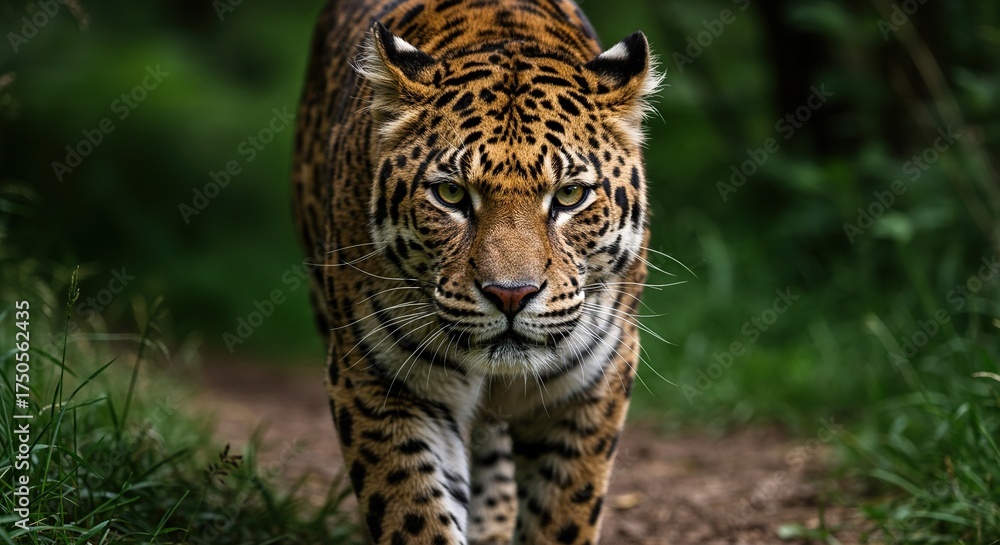 Obraz premium A powerful predatory animal, intensely focused and camouflaged, silently stalking through its natural habitat, ready to pounce ,listen ,focused ,watch