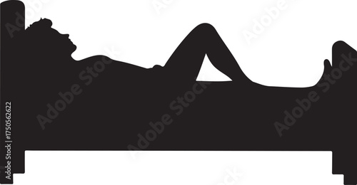 Black silhouette of person lying on bed sleep