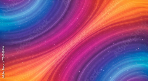 Vibrant swirling abstract background with colorful light streaks and subtle sparkles