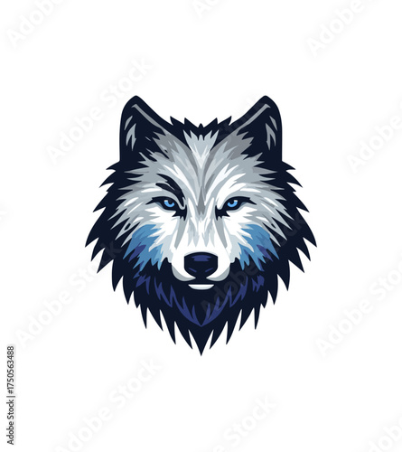 Wolf head illustration isolated against a black background
