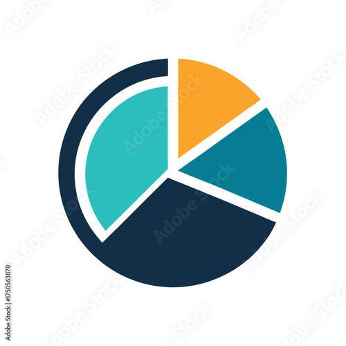 Colorful Pie Chart Graphic with Three Segments on White Background data statistics