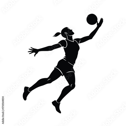 Female Volleyball Player Silhouette Spiking Ball woman
