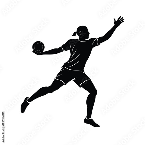Silhouette of a handball player throwing a ball sport