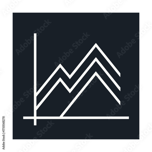 Line Graph Icon on Dark Background minimalist trend