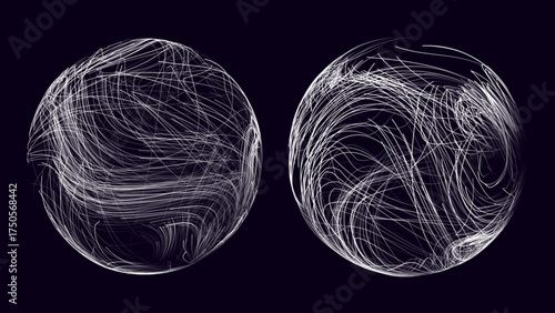 Abstract 3D Sphere of Dots and Lines. Hi-Tech Orb HUD Design Element. Global Network Connection. Abstract Globe Grid. Science and Technology Vector Illustration.