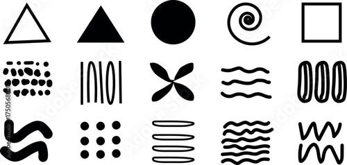 Wallpaper Mural Collection of Simple Black and White Geometric Shapes and Graphic Elements in Organized Pattern for Design Projects Torontodigital.ca