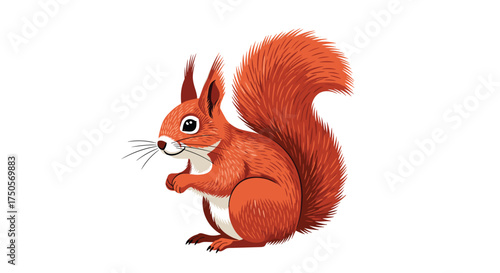 A pixel art illustration of a fluffy red squirrel standing upright.