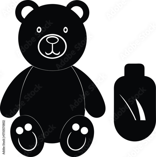   brown teddy bear sitting upright soft shadow on .eps