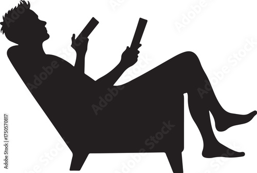 Silhouette of person reading on lounge chair book