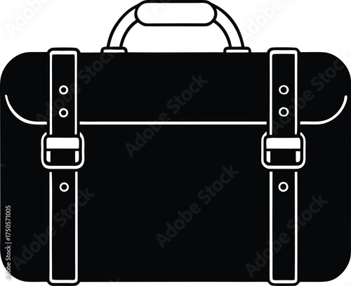  brown suitcase vintage style leather straps on wh.eps