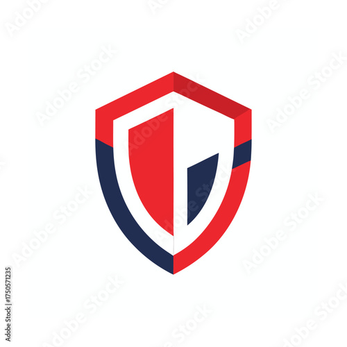 Red and blue shield logo with dark blue accents on white background security protection