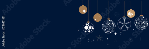 Merry christmas card with decoration of hanging ball.