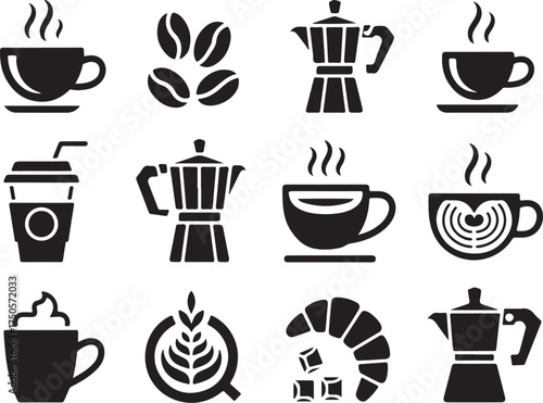 Wake up with coffee icons for modern cafe design