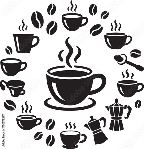 Wake up with a hot, aromatic coffee design element