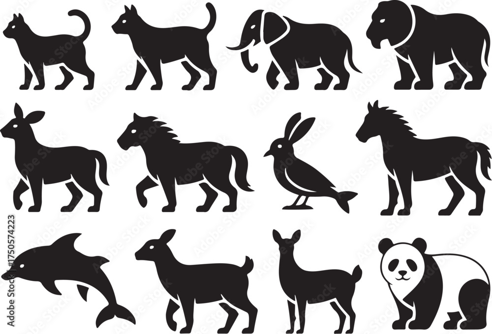Naklejka premium Animals silhouettes collection for graphic design