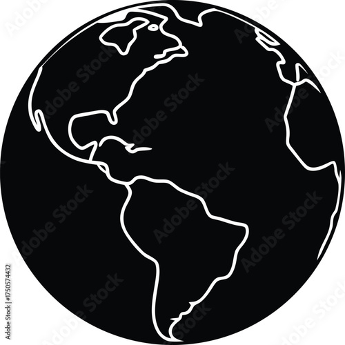   green globe with continents highlighted on white.eps