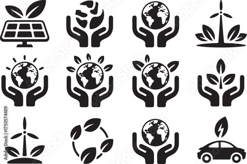 Sustainable living icons for eco conscious designs