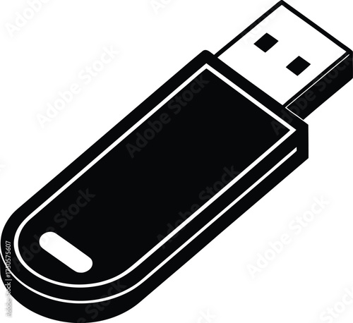  metallic usb flash drive with open cap on white .eps