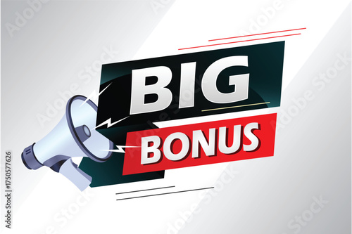 Big bonus word concept vector illustration with megaphone and 3d style, landing page, template, ui, web, mobile app, poster, banner, flyer, background, gift card, coupon, label, wallpaper
