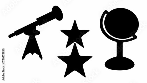 Discover new worlds with this telescope, globe, and stars, perfect for education and exploring astronomy dreams