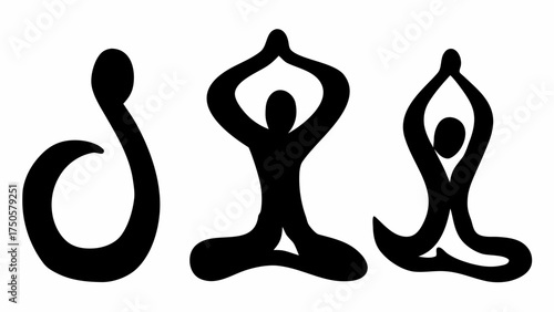 Serene yoga poses set, finding balance and inner peace in meditative practice, zen-like spiritual journey