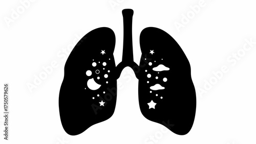 Dreamy lungs illustration for respiratory health awareness with stars and clouds promoting wellness beautifully