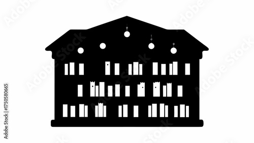 Elegant silhouette of a historic building with decorative lights adds sophisticated charm to design projects instantly