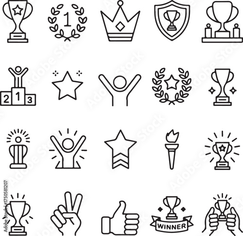 Celebrate success symbols victory achievement awards trophies